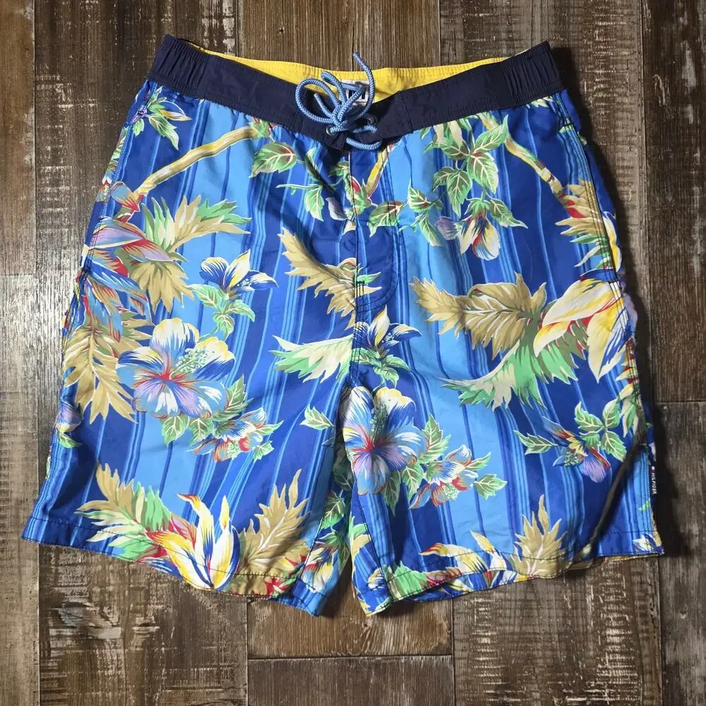Tommy Hilfiger Vintage Tropical Swim Trunks With Liner Sz. Medium